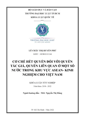 Cơ chế hết quyền đối với quyền tác giả quyền liên quan ở các nước trong khu vực asean