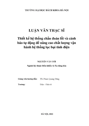 Thiết kế hệ thống chẩn đoán lỗi và cảnh báo tự động để nâng cao chất lượng vận hành hệ thống lọc bụi tĩnh điện