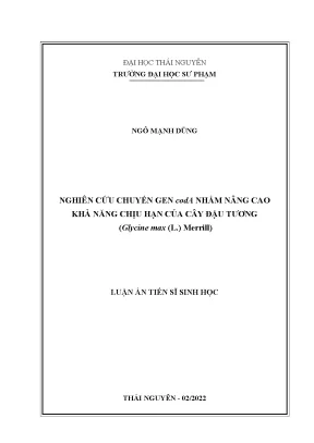Nghiên cứu chuyển gen coda nhằm nâng cao khả năng chịu hạn của cây đậu tương glycine max l merrill
