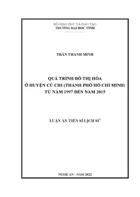 Quá trình đô thị hoá ở huyện củ chi thành phố hồ chí minh từ năm 1997 đến năm 2015