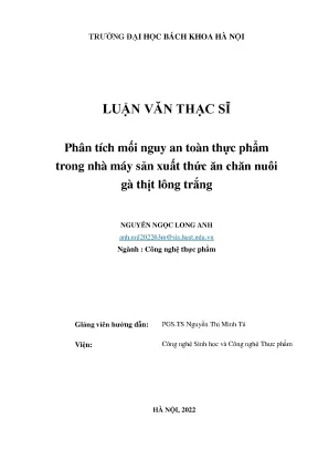 Phân tích mối nguy an toàn thực phẩm trong nhà máy sản xuất thức ăn chăn nuôi gà thịt lông trắng