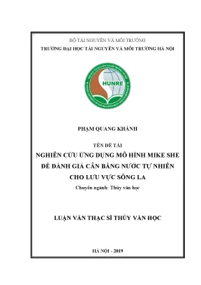 Ứng dụng mô hình mike she để đánh giá cân bằng nước tự nhiên trên lưu vực sông la