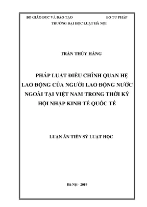 Pháp luật điều chỉnh quan hệ lao động của người lao động nước ngoài tại việt nam trong thời kỳ hội nhập kinh tế quốc tế