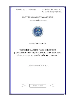 Tổng hợp các hạt nano trên cơ sở β cyclodextrin và β cyclodextrin biến tính làm chất mang thuốc điều trị ung thư
