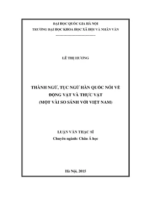 Thành ngữ tục ngữ hàn quốc nói về động vật và thực vật một vài so sánh với việt nam