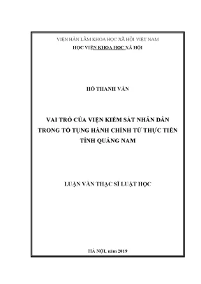 Vai trò của viện kiểm sát nhân dân trong tố tụng hành chính từ thực tiễn tỉnh quảng nam