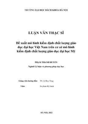 Đề xuất mô hình kiểm định chất lượng giáo dục đại học việt nam trên cơ sở mô hình kiểm định chất lượng giáo dục đại học mỹ