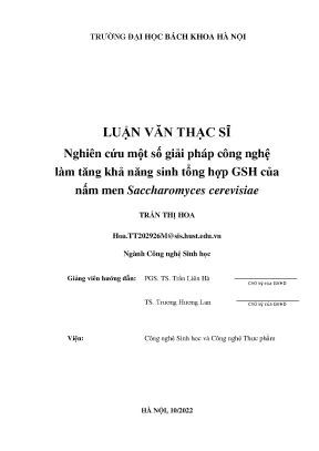 Nghiên cứu một số giải pháp công nghệ làm khả năng sinh tổng hợp gsh của nấm men saccharomyces cerevisiae