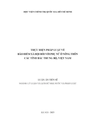Thực hiện pháp luật về bảo hiểm xã hội đối với phụ nữ ở nông thôn các tỉnh bắc trung bộ việt nam