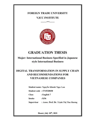 Digital transformation in supply chain and recommendations for vietnamese companies