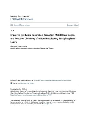 Improved synthesis separation transition metal coordination and