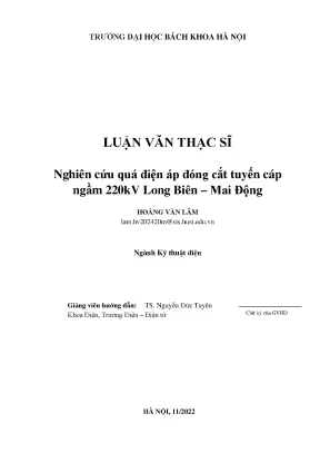 Nghiên cứu quá điện áp đóng cắt tuyến cáp ngầm 220kv long biên mai động