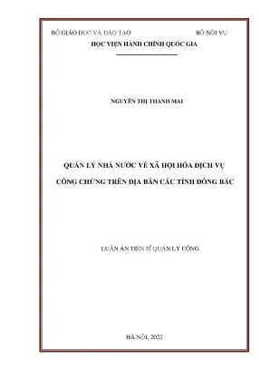 Quản lý nhà nước về xa hôi hoa dich vu công chưng trên đia bàn các tinh đông băc