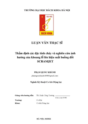 Thẩm định các đặc tính cháy và nghiên cứu ảnh hưởng của khoang lỗ lên hiệu suất buồng đốt scramjet