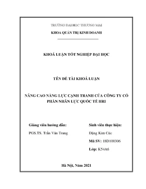 Nâng cao năng lực cạnh tranh của công ty cổ phần nhân lực quốc tế hri
