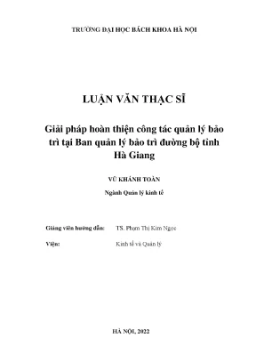 Giải pháp hoàn thiện công tác quản lý bảo trì tại ban quản lý bảo trì đường bộ tỉnh hà giang