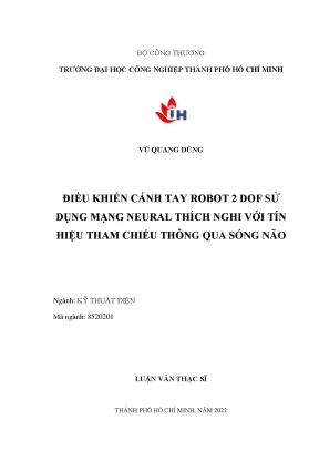 Điều khiển cánh tay robot 2 dof sử dụng mạng neural thích nghi với tín hiệu tham chiếu thông qua sóng não