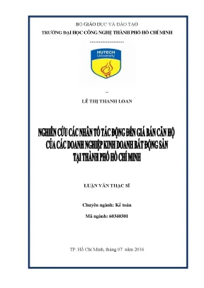 Nghiên cứu các nhân tố tác động đến giá bán căn hộ của các doanh nghiệp kinh doanh bất động sản tại thành phố hồ chí minh