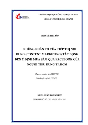 Những nhân tố của tiếp thị nội dung content marketing tác động đến ý định mua sắm qua facebook của người tiêu dùng thành phố hồ chí minh