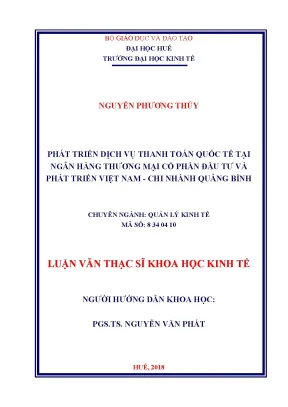 Phát triển dịch vụ thanh toán quốc tế tại ngân hàngthương mại cổ phần đầu tư và phát triển việt nam chi nhánh quảng bình