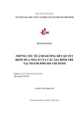 Những yếu tố ảnh hưởng đến quyết định mua nhà ở của các gia đình trẻ tại thành phố hồ chí minh
