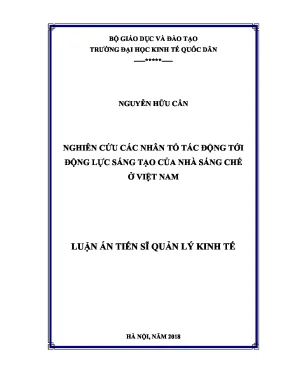 Nghiên cứu các nhân tố tác động tới động lực sáng tạo của nhà sáng chế ở việt nam