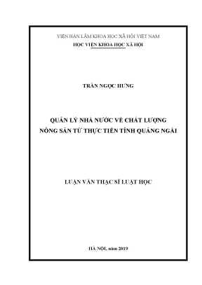 Quản lý nhà nước về chất lượng nông sản từ thực tiễn tỉnh quảng ngãi