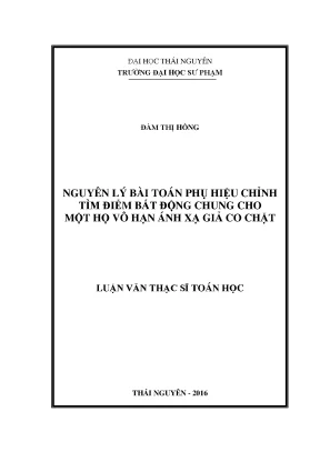 Nguyên lý bài toán phụ hiệu chỉnh tìm điểm bất động chung cho một họ vô hạn ánh xạ giả co chặt compressed