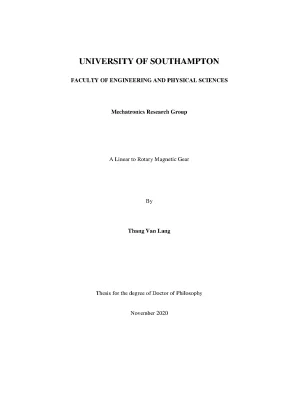 A linear to rotary magnetic gear doctor of philosophy major mechatronics