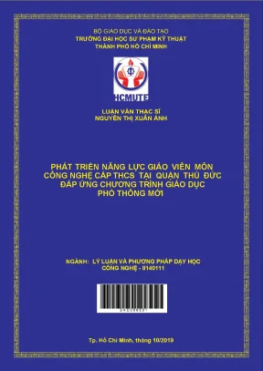 Phát triển năng lực giáo viên môn công nghệ cấp thcs tại quận thủ đức đáp ứng chương trình giáo dục phổ thông mới