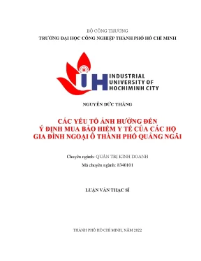 Các yếu tố ảnh hưởng đến ý định mua bảo hiểm y tế của các hộ gia đình ngoại ô thành phố quảng ngãi