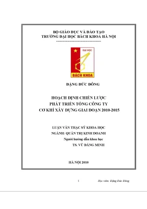 Hoạch định chiến lược phát triển tổng công ty cơ khí xây dựng giai đoạn 2010 2015