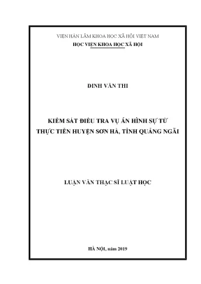 Kiểm sát điều tra vụ án hình sự từ thực tiễn huyện sơn hà tỉnh quảng ngãi
