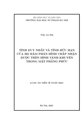 Tính duy nhất và tính hữu hạn của họ hàm phân hình chấp nhận được trên hình vành khuyên trong mặt phẳng phức