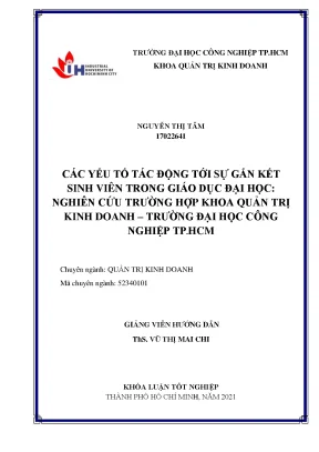 Các yếu tố tác động tới sự gắn kết sinh viên trong giáo dục đại học nghiên cứu trường hợp khoa quản trị kinh doanh đại học công nghiệp thành phố hồ chí minh