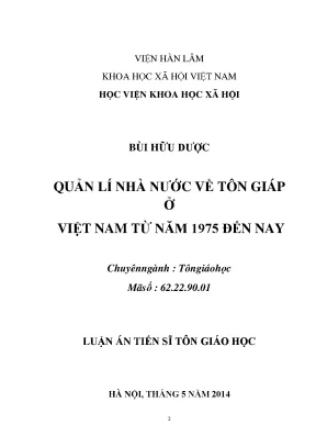 Quản lí nhà nước về tôn giáo ở việt nam từ năm 1975 đến nay