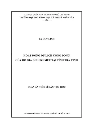 Hoạt động du lịch cộng đồng của hộ gia đình khmer tại tỉnh trà vinh