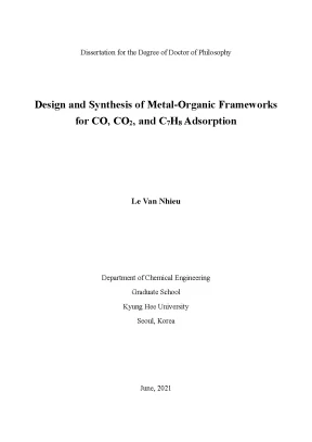 Design and synthesis of metal organic frameworks doctor of philosophy major chemical engineering