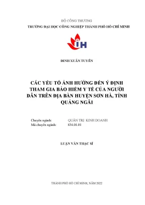 Các yếu tố ảnh hưởng đến ý định tham gia bảo hiểm y tế của người dân trên địa bàn huyện sơn hà tỉnh quảng ngãi