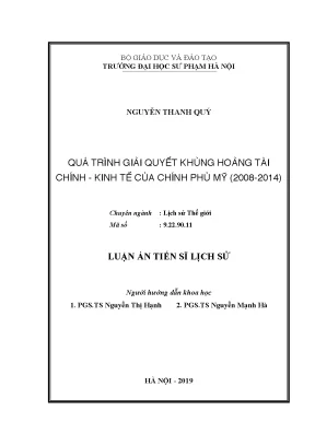 Quá trình giải quyết khủng hoảng tài chính kinh tế của chính phủ mỹ 2008 2014