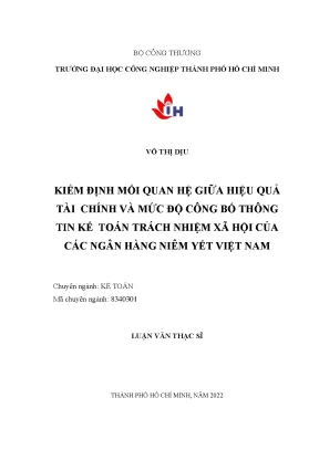 Kiểm định mối quan hệ giữa hiệu quả tài chính và mức độ công bố thông tin kế toán trách nhiệm xã hội của các ngân hàng niêm yết việt nam