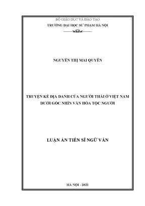 Truyện kể địa danh của người thái ở việt nam trong bối cảnh văn hoá tộc người