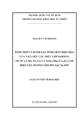 Tổng hợp và đánh giá tính chất điện hóa của vật liệu cấu trúc lớp nammo2 m m là mn fe co và nani1 3mn13o2 làm điện cực dương cho pin sạc na ion