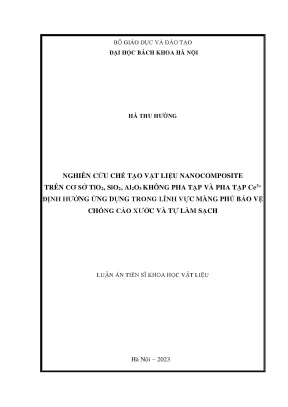 Nghiên cứu chế tạo vật liệu nanocomposite trên cơ sở tio2 sio2 al2o3 không pha tạp và pha tạp ce3 định hướng ứng dụng trong lĩnh vực màng phủ bảo vệ chống cào xước và tự làm sạch
