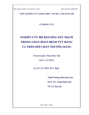 Nghiên cứu độ bão hòa oxy mạch trong chẩn đoán bệnh tủy răng và theo dõi chấn thương răng