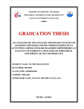 An analysis of advantages and disadvantages of learning speaking online through role play activities among english majored sophomores at faculty of foreign languages of industrial universit
