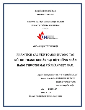 Phân tích các yếu tố ảnh hưởng tới rủi ro thanh khoản tại hệ thống ngân hàng thương mại cổ phần việt nam