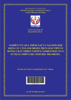 Nghiên cứu quá trình tạo hỗn hợp động cơ 3 xylanh diesel phun gián tiếp có buồng cháy three vortex combustion tvc sử dụng nhiên liệu sinh học bio diesel tham khảo động cơ 3 xylanh kubota d1703 m e3b