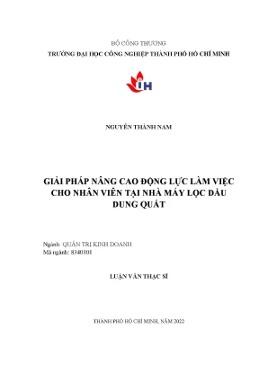 Giải pháp nâng cao động lực làm việc cho nhân viên tại nhà máy lọc dầu dung quất