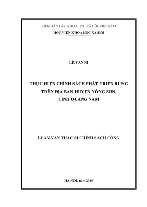 Thực hiện chính sách phát triển rừng trên địa bàn huyện nông sơn tỉnh quảng nam